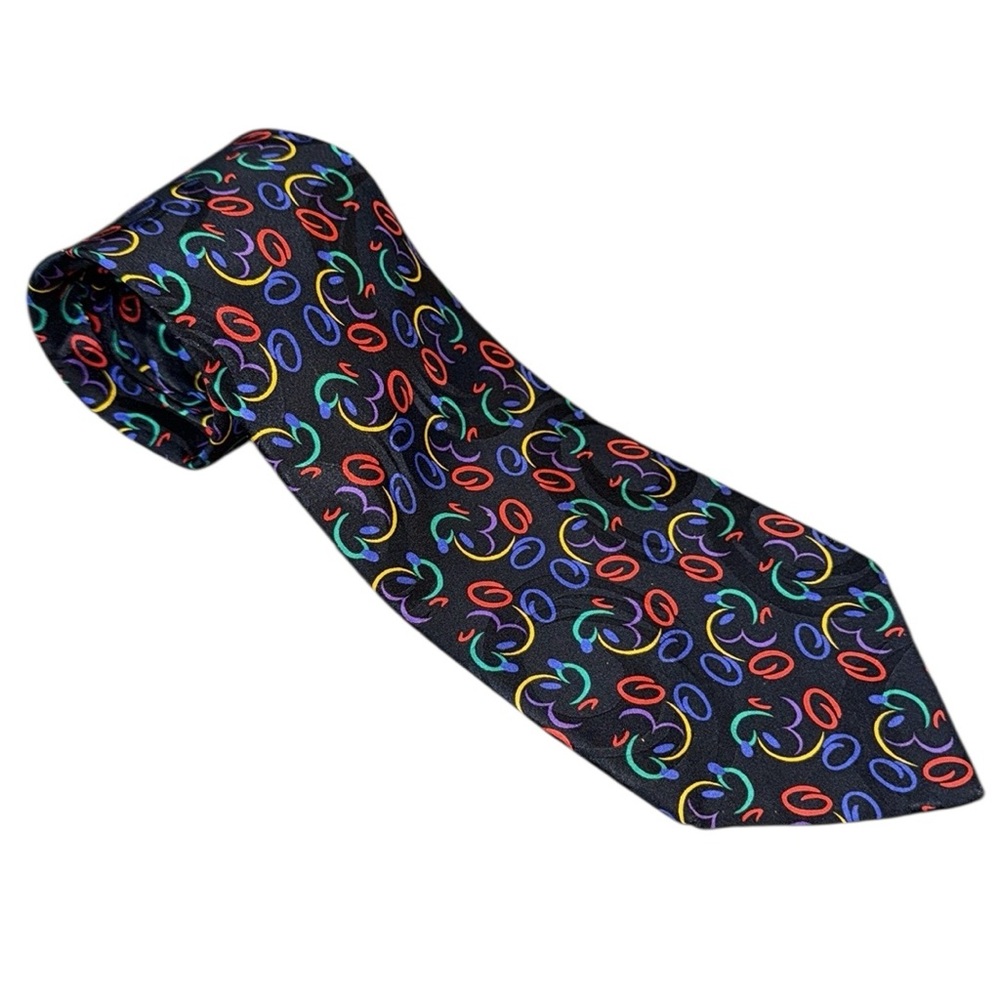 Walt Disney World Neck Tie Mens Black‎ Silk Designer Work Hidden Mickey Vintage